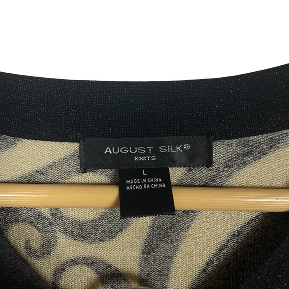 VINTAGE August Silk Knits Metallic Paisley Blouse in Black/Gold Size L - Picture 7 of 11